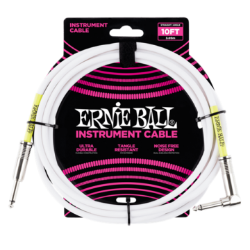 Ernie Ball - PVC Hangszerkábel 3m pipa fehér