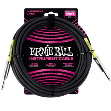 Ernie Ball - PVC Hangszerkábel 6m egyenes fekete