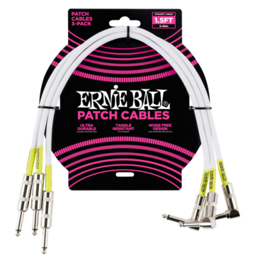 Ernie Ball - Patch Kábel 46cm Fehér