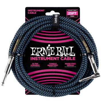 Ernie Ball - Vasalózsinór kábel 7.65m Fekete/Kék