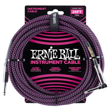 Ernie Ball - Vasalózsinór kábel 7.65m Fekete/Lila