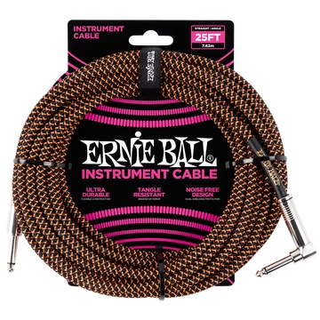 Ernie Ball - Vasalózsinór kábel 7.65m Fekete/Narancs