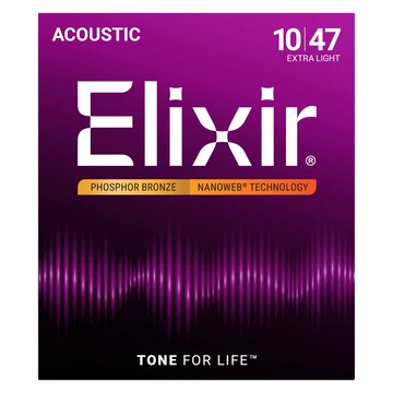 Elixir - Phosphor Bronze NanoWeb 10-47 Extra Light akusztikus húrkészlet