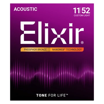 Elixir - Phosphor Bronze NanoWeb 11-52 Custom Light akusztikus húrkészlet