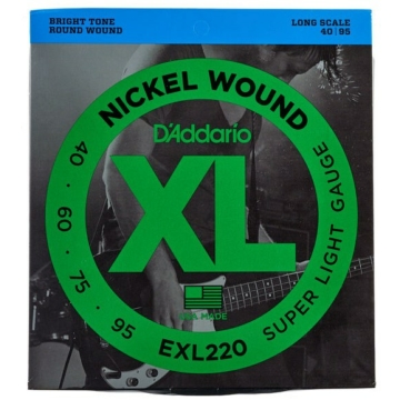 D'Addario - EXL220 Nickel Wound Super Light Gauge 40-95 elektromos gitárhúr