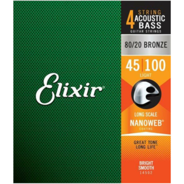 Elixir - 80/20 Bronze NanoWeb (14502) 045-100 Light akusztikus basszusgitár húrkészlet