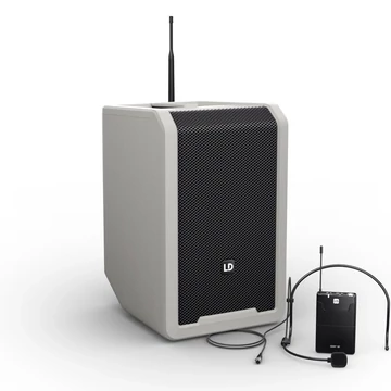 LD Systems - ANNY 8 BPH B5 G 8"-os, akkumulátoros Bluetooth PA rendszer keverővel és 1x headset mikrofonnal - 584-608 MHz, városi szürke