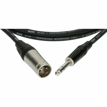 XLR-JACK kábel, 10 m – Klotz XLR3M - JACK3 csatlakozók + MY 206 fekete kábel