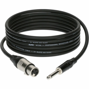 Klotz - XLR-JACK kábel, 5 m – Klotz XLR3F - JACK2 csatlakozók + MY 206 fekete kábel