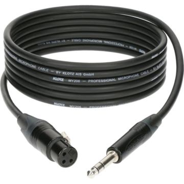 Klotz - XLR-JACK kábel, 1 m – Neutrik XLR3F - JACK3 csatlakozók + MY 206 fekete kábel