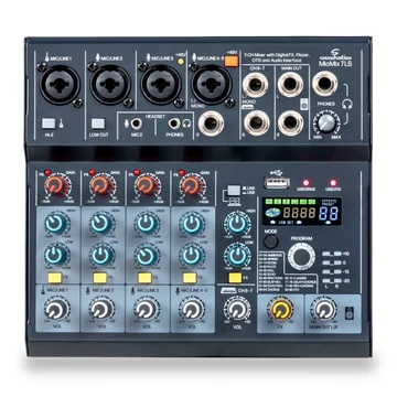 Soundsation - MIOMIX 7LS 7-csatornás keverő Digitális Effekttel, Lejátszóval, OTG és Audio Interfésszel