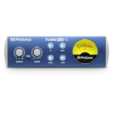 PreSonus - TubePre V2 csöves mikrofon előerősítő/DI box, szemből