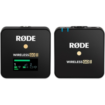RODE - Wireless GO II Single ultra kompakt, digitális vezeték nélküli mikrofon rendszer két csatornás vevővel, egy adóval, adóba épített mikrofonnal, USB audio kimenettel és az adóba épített audio rögzítővel