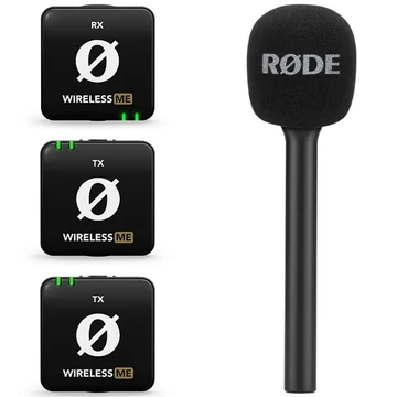 Rode - Wireless ME Dual ultra kompakt két csatornás digitális vezeték nélküli mikrofon rendszer két adóval adókba és vevőbe épített mikrofonnal, ajándék mikrofonrúddal