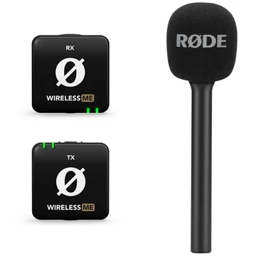 RODE - Wireless ME ultra kompakt digitális vezeték nélküli mikrofon rendszer két csatornás vevővel, egy adóval, adóba és vevőbe épített mikrofonnal ajándék mikrofonnyéllel