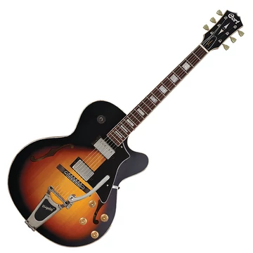 Cort - YorktownBV-TAB with bag félakusztikus gitár tokkal Bigsby-vel tobacco sunburst