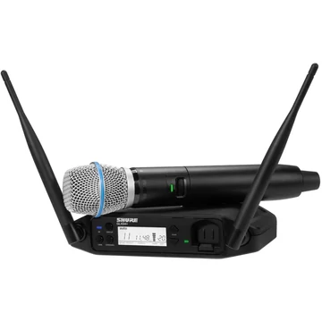 Shure - GLXD+ digitális rendszer: kéziadó BETA87A mikrofonfejjel, egycsatornás vevő