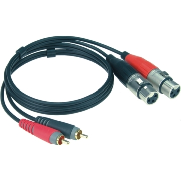 Klotz - XLR-RCA dupla kábel, 1 m – Klotz aranyozott RCA - Amphenol XLR3F csatlakozók, + PCU201-Z fekete kábel