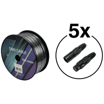 EUROLITE Set DMX cable 2x0.22 100m sw + 10 connectors