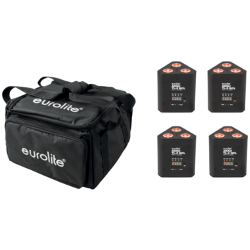 EUROLITE Set 4x AKKU TL-3 QCL RGB+UV Trusslight + SB-4 Soft Bag