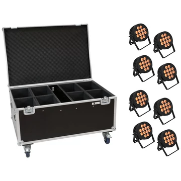 EUROLITE Set 8x LED IP PAR 12x8W QCL Spot + Case with wheels