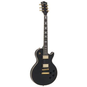 Dimavery - LP-530 elektromos gitár arany fekete ajándék puhatok, szemből