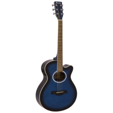 Dimavery - AW-400 Western gitár, elektronikával, hordtáskával, kék burst