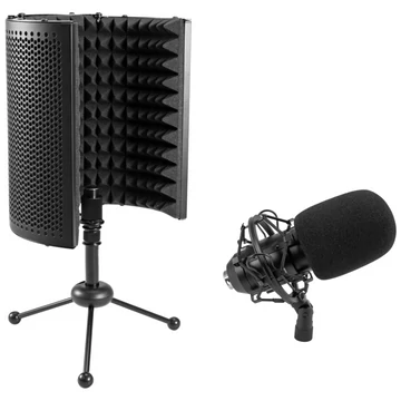 OMNITRONIC Set MIC CM-78MK2 Large Diaphragm Condenser Mic + AS-04 Desk-Microphone-Absorber System