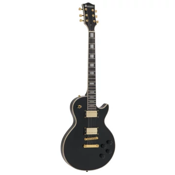 Dimavery - LP-530 elektromos gitár arany fekete ajándék puhatok, szemből