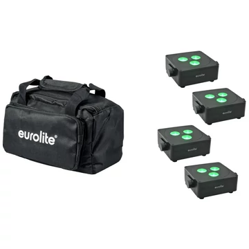 EUROLITE Set 4x AKKU IP Flat Light 3 bk + Soft-Bag