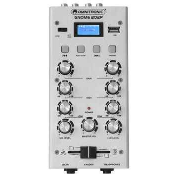 OMNITRONIC - GNOME-202P Mini Mixer silver szemből