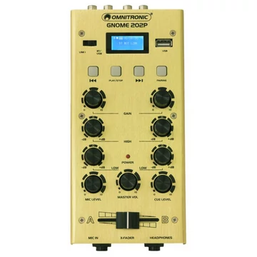 OMNITRONIC - GNOME-202P Mini Mixer gold szemből