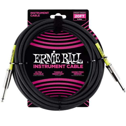 Ernie Ball - PVC Hangszerkábel 6m egyenes fekete