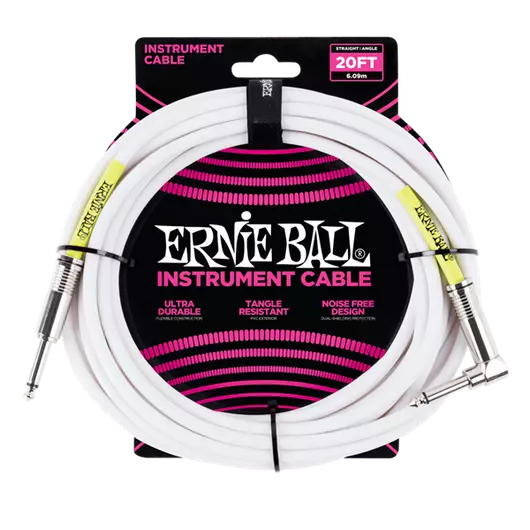 Ernie Ball - PVC Hangszerkábel 6m pipa fehér