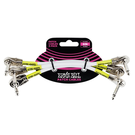 Ernie Ball - Patch Kábel Lapos 15cm Fehér