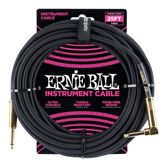 Ernie Ball - Vasalózsinór kábel 7.65m Fekete