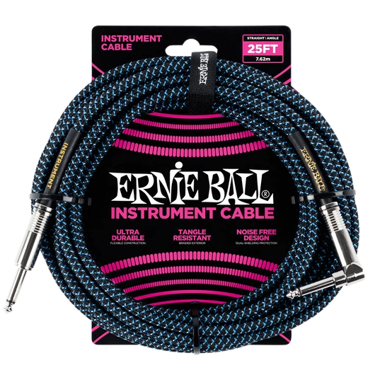 Ernie Ball - Vasalózsinór kábel 7.65m Fekete/Kék
