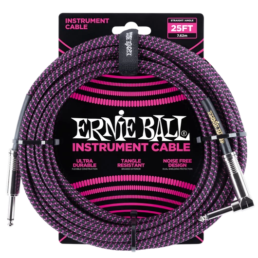 Ernie Ball - Vasalózsinór kábel 7.65m Fekete/Lila