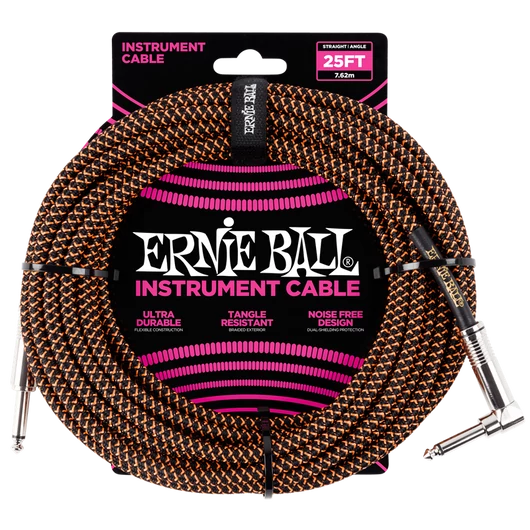 Ernie Ball - Vasalózsinór kábel 7.65m Fekete/Narancs