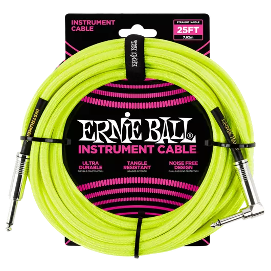 Ernie Ball - Vasalózsinór kábel 7.65m Neonsárga
