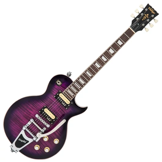Vintage - V100PLB Les Paul elektromos gitár, égetett lila színben
