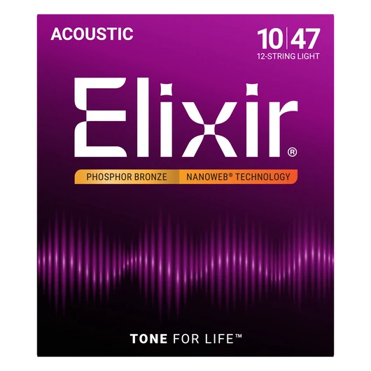 Elixir - Phosphor Bronze NanoWeb 10-47 Light 12 húros akusztikus húrkészlet