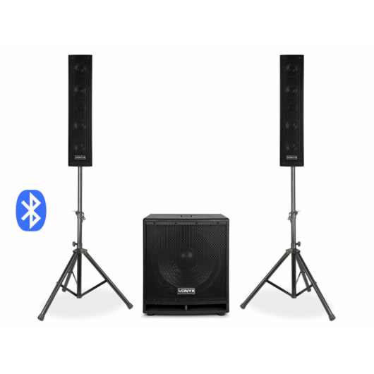 Vonyx - VX880BT 2,1 aktív hangfal szett 1000W + 1x Mikrofon + Állvány (MP3 + BLUETOOTH)