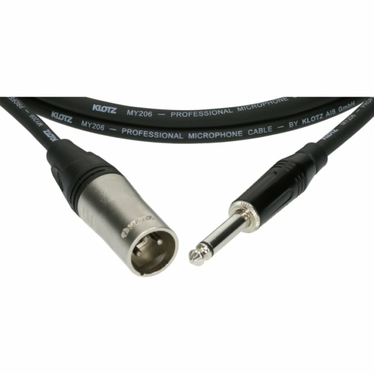 XLR-JACK kábel, 10 m – Klotz XLR3M - JACK2 csatlakozók + MY 206 fekete kábel