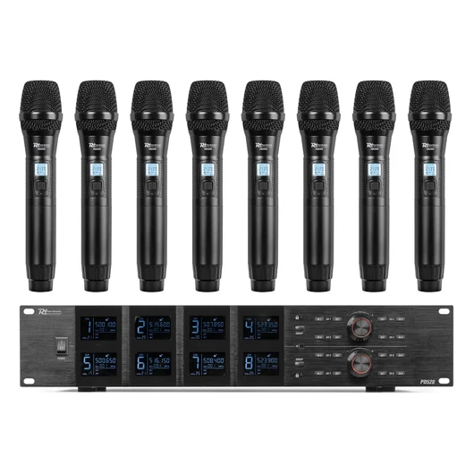 Power Dynamics - PD528 UHF vezeték nélküli mikrofon szett + 8 db kézi mikrofon