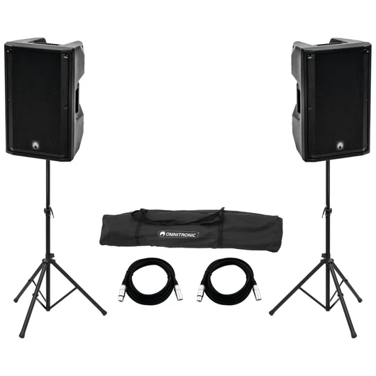 OMNITRONIC Set 2x XKB-215A + Speaker Stand MOVE MK2