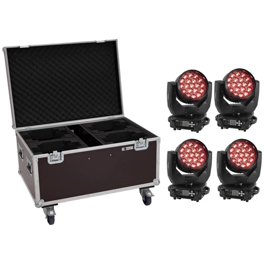 EUROLITE Set 4x LED TMH-X4 Moving-Head Wash Zoom + Case