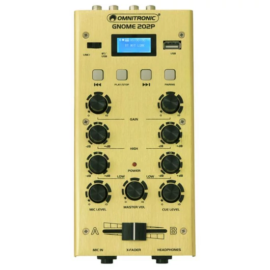 OMNITRONIC - GNOME-202P Mini Mixer gold szemből